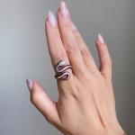 3.00 ctw Lab Created Ruby & Diamond 14k Gold Plated Snake Cocktail Wedding Ring!