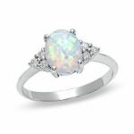 Sterling Silver Fire Opal Ring, Sizes 6-9