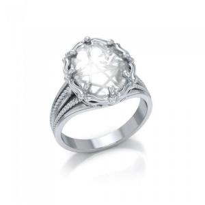 Sterling Silver Quartz Pentacle Ring for Wiccans