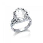 Sterling Silver Quartz Pentacle Ring for Wiccans