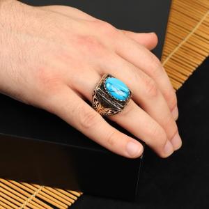 Men's Turquoise Ring in Sterling Silver