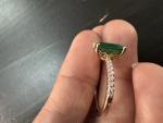 14K Rose Gold Square Green Gemstone Ring, Size 7