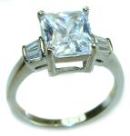 Princess Cut White Topaz Sterling Silver Ring Size 8