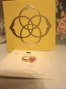 Kendra Scott Pink Heart Ring Size 7 Gold