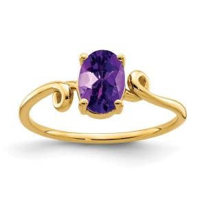 14k Oval Amethyst Ring 7x5mm