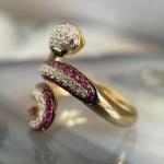3.00 ctw Lab Created Ruby & Diamond 14k Gold Plated Snake Cocktail Wedding Ring!