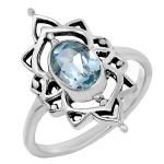 Natural Gemstone Oval 925 Silver Ring Sizes 6-9