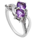 Natural Multi-Stone 925 Silver Ring, Sizes 5-8