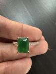 14K Rose Gold Square Green Gemstone Ring, Size 7
