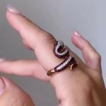 3.00 ctw Lab Created Ruby & Diamond 14k Gold Plated Snake Cocktail Wedding Ring!