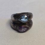 Sterling Silver Size 7 Ring with Blue Purple Stones