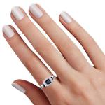 1/20ct Blue & White Natural Diamond Promise Ring 14K White Gold Plated Silver