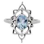 Natural Gemstone Oval 925 Silver Ring Sizes 6-9