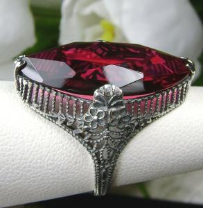 Victorian 13ct Marquise Ruby Silver Ring