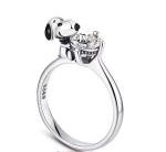 Snoopy CZ Stone Ring in Sterling Silver