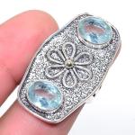 Aqua Apatite Antique Design Ring Size 7