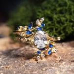 Women's Sterling Silver Oval Blue Sapphire Ring