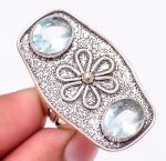 Aqua Apatite Antique Design Ring Size 7