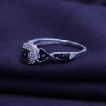 1/20ct Blue & White Natural Diamond Promise Ring 14K White Gold Plated Silver