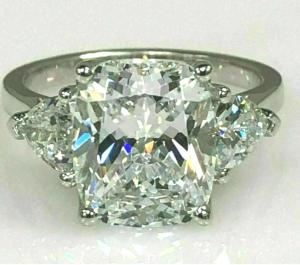 3CT Cushion Cut Lab Created Diamond Women's Wedding Ring 14k White Gold Finish