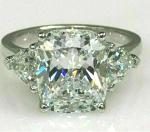3CT Cushion Cut Lab Created Diamond Women's Wedding Ring 14k White Gold Finish