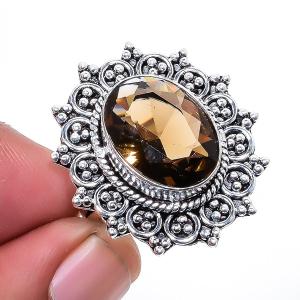 Smoky Quartz Antique Design Ring Size 7