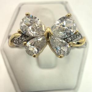 Vintage Sterling Silver Ring with Colorless Gemstone Size 9.25