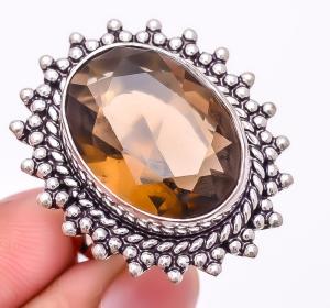 Smoky Quartz Antique Design Ring Size 7.5