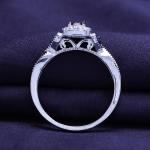 1/20ct Blue & White Natural Diamond Promise Ring 14K White Gold Plated Silver