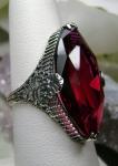 Victorian 13ct Marquise Ruby Silver Ring