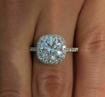 3Ct Lab Created Cushion Cut Diamond Engagement Ring 14K White Gold Finish