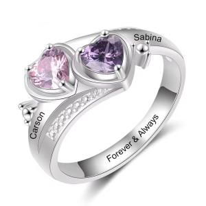 Personalized Birthstone Ring with Two Names