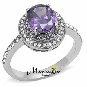 Oval Amethyst Halo Engagement Ring, Sizes 5-10