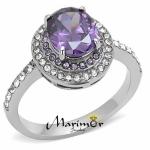 Oval Amethyst Halo Engagement Ring, Sizes 5-10