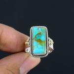 Turquoise Sterling Silver Two-Tone Ring for Women