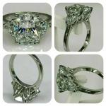 3CT Cushion Cut Lab Created Diamond Women's Wedding Ring 14k White Gold Finish