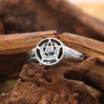 Sterling Silver Moonstone Pentacle Ring
