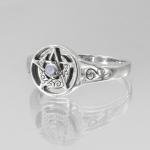 Sterling Silver Moonstone Pentacle Ring