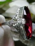 Victorian 13ct Marquise Ruby Silver Ring