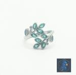 Emerald Green Leaf Ring in Sterling Silver