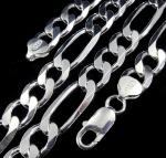 Men's 10MM 925 Sterling Silver Figaro Chain Necklace