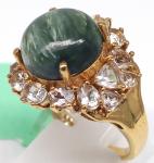 Green Seraphinite Ring Size 7 in Gold Tone