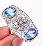 Blue Topaz Antique Design Ring Size 7