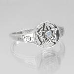 Sterling Silver Moonstone Pentacle Ring