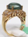 Green Seraphinite Ring Size 7 in Gold Tone