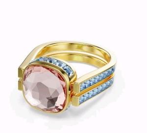 Swarovski Chroma Cushion Cut Ring in Gold Tone
