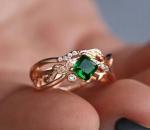 2Ct Cushion Lab Created Emerald Rose Gold Ring