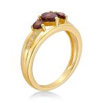 14K Gold Plated Triple Heart Birthstone Ring