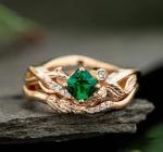 2Ct Cushion Lab Created Emerald Rose Gold Ring