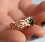 2Ct Cushion Lab Created Emerald Rose Gold Ring